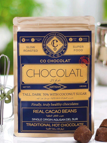 Tall, Dark 70% with Coconut Sugar Hot Chocolate - Vegan, Refined Sugar-Free, Gluten-Free, Nut-Free - Co Chocolat - Finally, Truly Healthy Chocolates