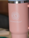 Co Chocolat Stainless Steel Vacuum Insulated Tumbler with Lid and Straw (Fuchsia, 40 oz) - Co Chocolat - Finally, Truly Healthy Chocolates