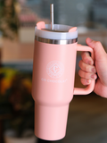 Co Chocolat Stainless Steel Vacuum Insulated Tumbler with Lid and Straw (Fuchsia, 40 oz) - Co Chocolat - Finally, Truly Healthy Chocolates