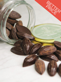 100% pure, untempered cacao in cacao-shaped tablets
