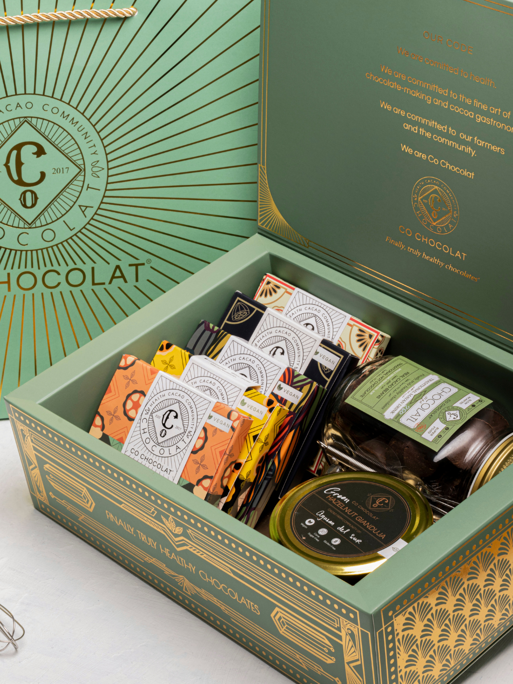 Indulge Gift Hamper in Co Chocolat's Elegant Art Deco Box