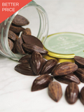 100% pure, untempered cacao in cacao-shaped tablets